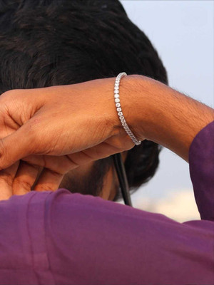 suvarn palace Stainless Steel Zircon Sterling Silver Bracelet