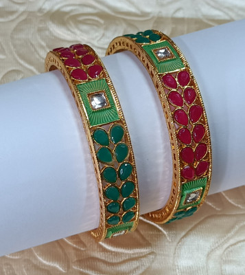 khetlazee Alloy Crystal Gold-plated Bangle(Pack of 2)
