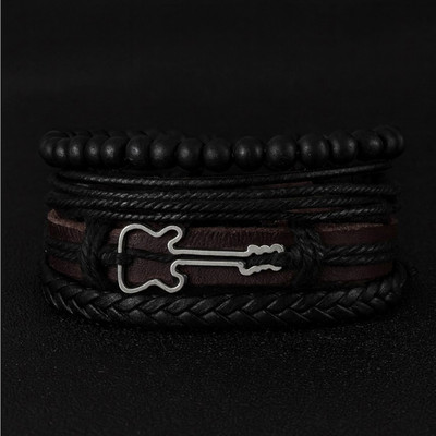 Rgulus Leather Rhodium Bracelet