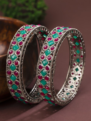 Sukkhi Alloy Rhodium Bangle Set(Pack of 2)