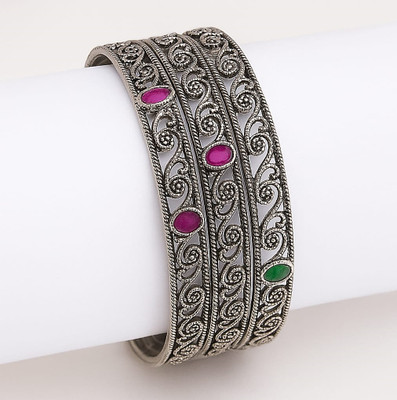 UMASHRISTORES Alloy Silver Bangle Set(Pack of 4)