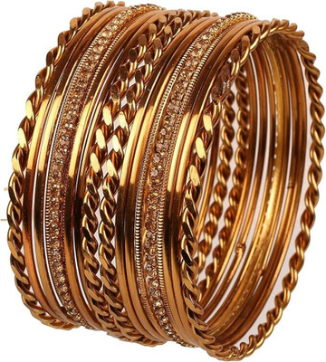 Honbon Metal Cubic Zirconia Silver Bangle Set(Pack of 20)