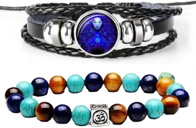 PIXFLIX Stone, Leather Charm Bracelet(Pack of 2)