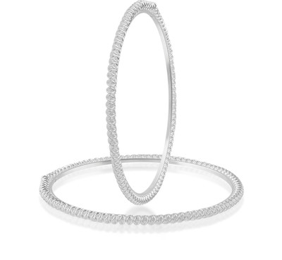 MissMister Brass Sterling Silver Bangle Set(Pack of 2)