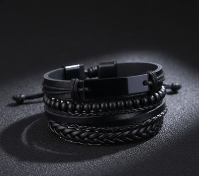 University Trendz Leather Bracelet Set(Pack of 4)