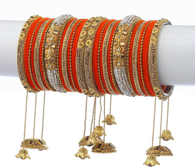 Rijoli Metal Zircon Gold-plated Bangle Set(Pack of 34)