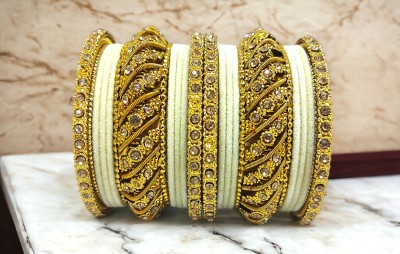 Anahat collection Metal, Fabric Gold-plated Bangle Set(Pack of 10)