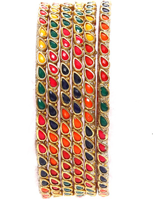 KOTTIAR CREATIONS Glass Opal, Diamond, Crystal Bangle Set(Pack of 10)