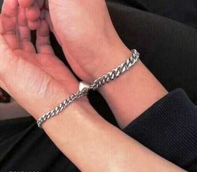 JS Enterprises Stainless Steel Sterling Silver Bracelet Set(Pack of 2)