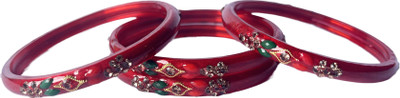 Karaavi Glass Crystal Enamel Bangle Set(Pack of 4)