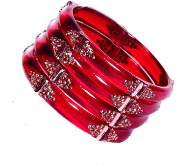 sanvi Glass Cubic Zirconia Kada(Pack of 4)