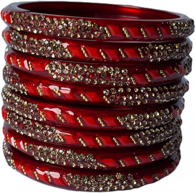 Karaavi Glass Crystal Bangle Set(Pack of 8)