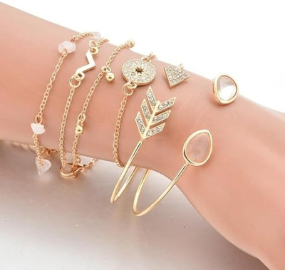 Nehdal Alloy Cubic Zirconia Gold-plated Bracelet Set(Pack of 6)