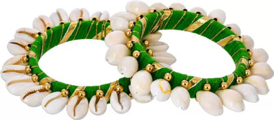 ACCESSORIZEME Shell Brass Bangle Set(Pack of 2)