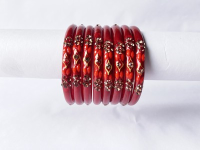Karaavi Glass Crystal Enamel Bangle Set(Pack of 8)