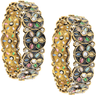 STYOLLO Metal Zircon Gold-plated Kada(Pack of 2)