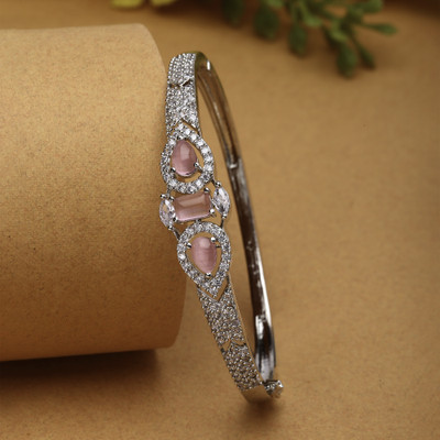 ZENEME Brass Cubic Zirconia Rhodium Bracelet