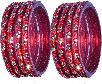 OJHA Glass Beads, Zircon Bangle Set(Pack of 8)
