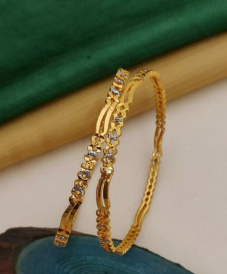 YuviKrissh Alloy Gold-plated Bangle Set(Pack of 2)