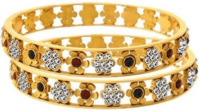 TAP Fashion Copper Cubic Zirconia Gold-plated Bangle(Pack of 2)