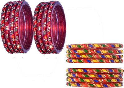 OJHA Glass Beads Bangle Set(Pack of 16)