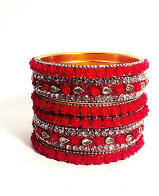 AAHANA Alloy Cubic Zirconia Gold-plated Bangle Set(Pack of 6)