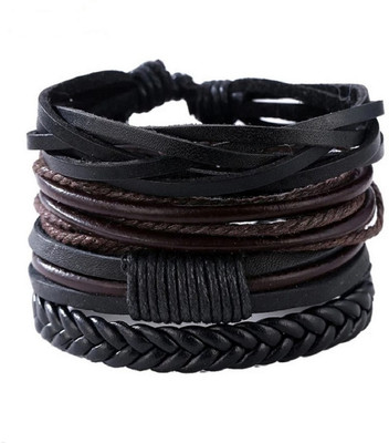 University Trendz Leather Bracelet(Pack of 4)