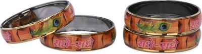 1st Time Glass Crystal Enamel Bangle Set(Pack of 4)