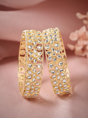 RUBANS Brass Gold-plated Bangle Set(Pack of 2)