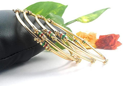 AFJ GOLD Copper Gold-plated Bangle Set(Pack of 4)