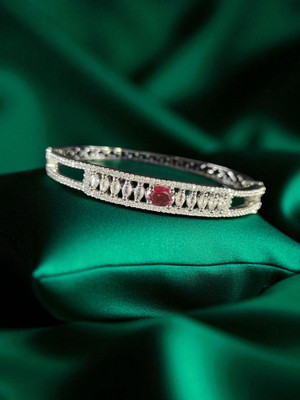FRENZZ Brass Cubic Zirconia Silver Bracelet