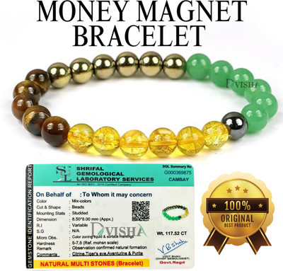 DVISHA Pyrite, Green Aventurine, Golden Pyrite, Tiger's Eye, Citrine Beads, Agate, Crystal Bracelet