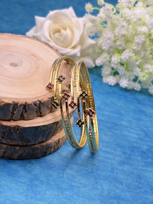 Kawai Brass Diamond Gold-plated Bangle Set(Pack of 2)