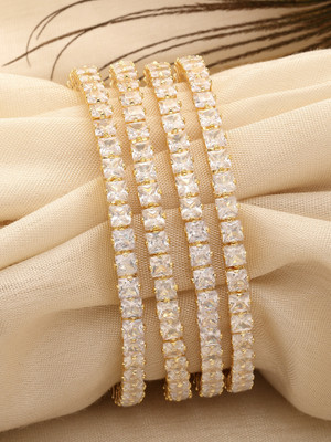 Karatcart Alloy Cubic Zirconia Gold-plated Bangle Set(Pack of 4)
