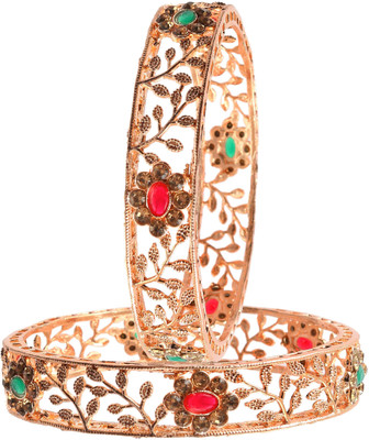 Terraband Alloy Cubic Zirconia Gold-plated Bangle Set(Pack of 2)