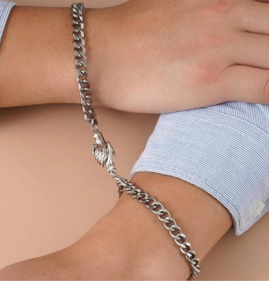ruby collection Stainless Steel Silver Bracelet Set(Pack of 2)