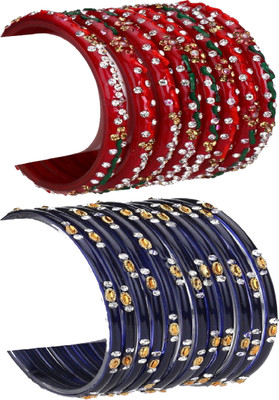 AFAST Glass Crystal Enamel Bangle Set(Pack of 10)