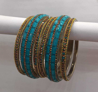 Terraband Alloy Zircon Silver Bangle Set(Pack of 6)