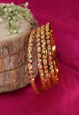 Swarnaari Brass Gold-plated Bangle Set(Pack of 2)