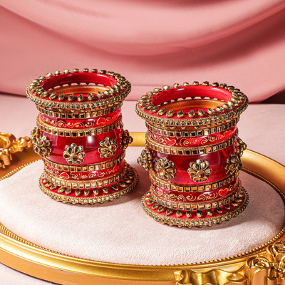 RUBANS Alloy Cubic Zirconia Gold-plated Bangle Set(Pack of 18)