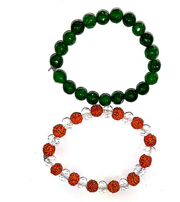 DIVINE SOUVENIRS Rudraksha Crystal Bracelet Set