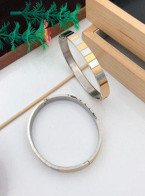 GORASH CREATION Stainless Steel Silver, Gold-plated Kada