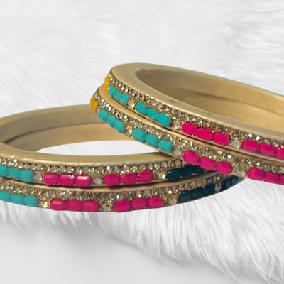 kwikpick traders Lac Cubic Zirconia Bangle Set(Pack of 4)