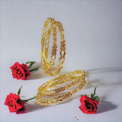 AARISAI Metal Gold-plated Bangle Set(Pack of 4)