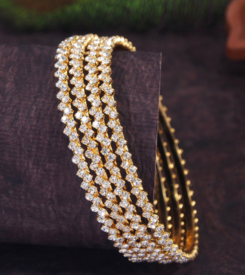 Atulya Brass Diamond Gold-plated Bangle Set(Pack of 4)