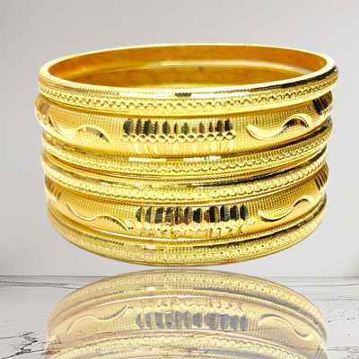 SGN FASHION Brass Gold-plated Bangle Set(Pack of 6)
