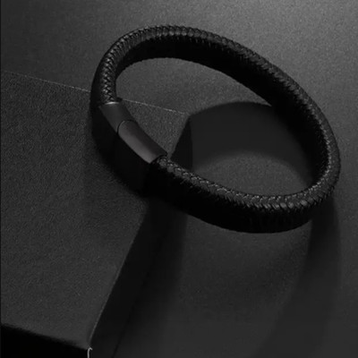 kazare Leather Rhodium Bracelet