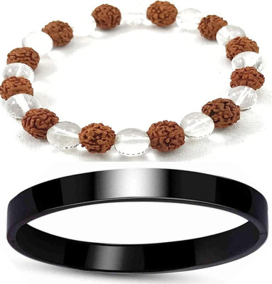 HouseOfCommon Crystal, Rudraksha, Stainless Steel Bracelet(Pack of 2)