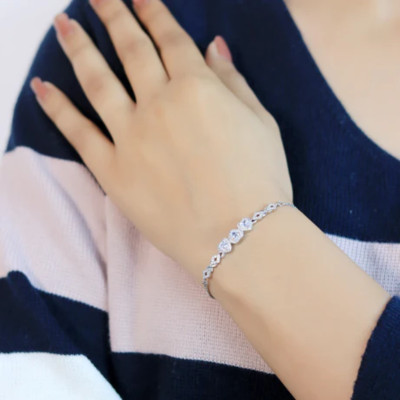 Zarkan Sterling Silver Zircon Rhodium Bracelet