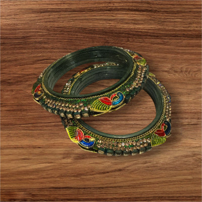 whatowear Glass Cubic Zirconia Kada(Pack of 2)